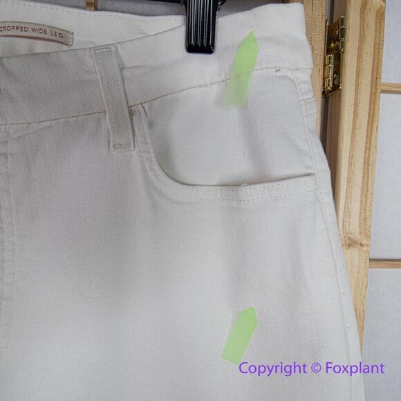 Jen7 by 7 For All Mankind Cropped Wide Leg Jeans in off white, women size 14 - Picture 7 of 16
